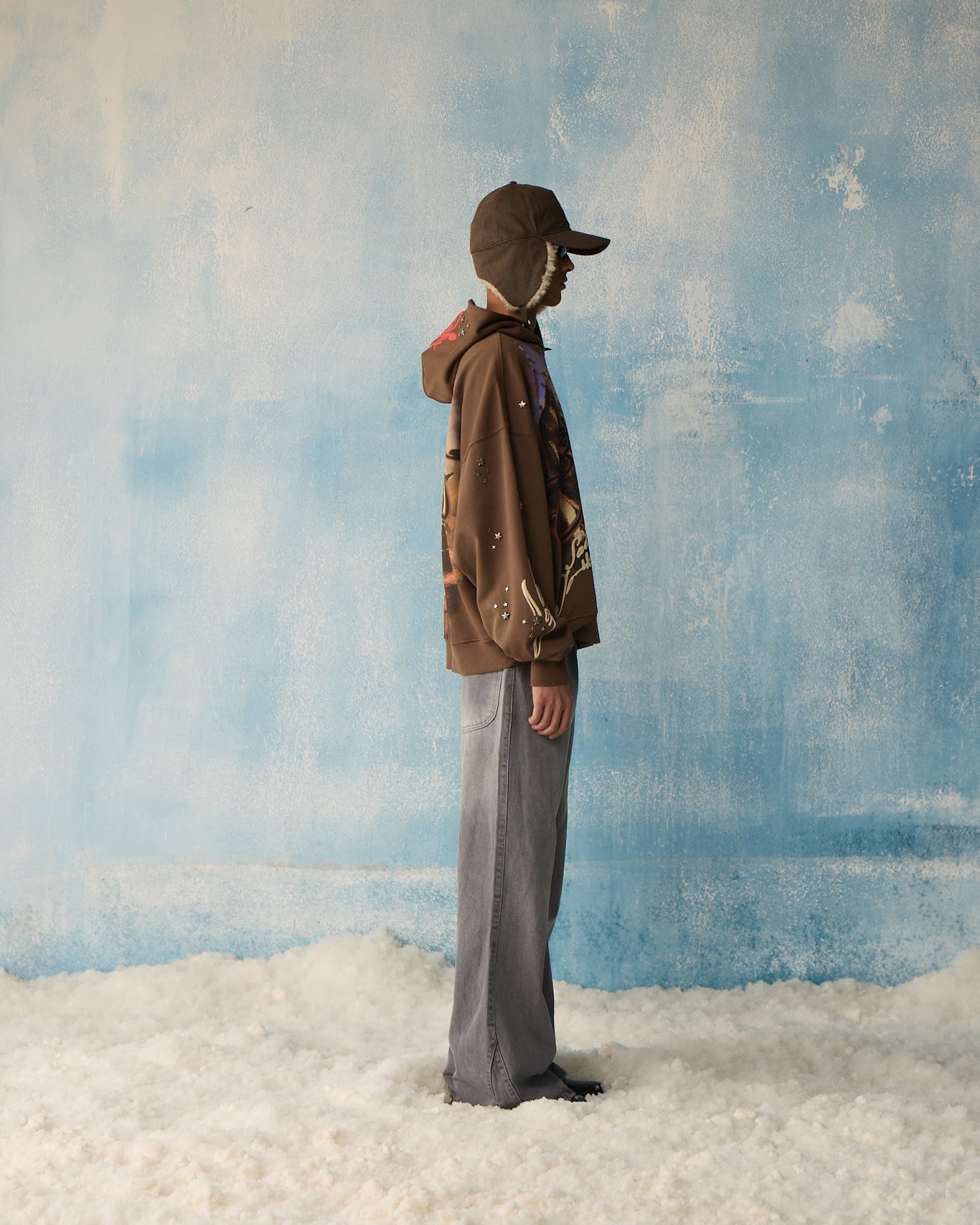 Brown Star Studded Hoodie