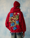 Red Serpent Bloom Zipper Hoodie