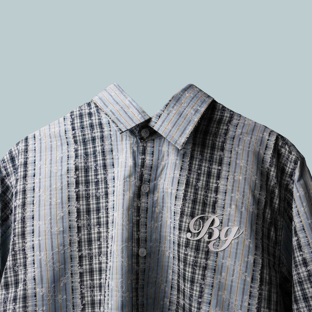 Blu Plaid And Petals Shirt