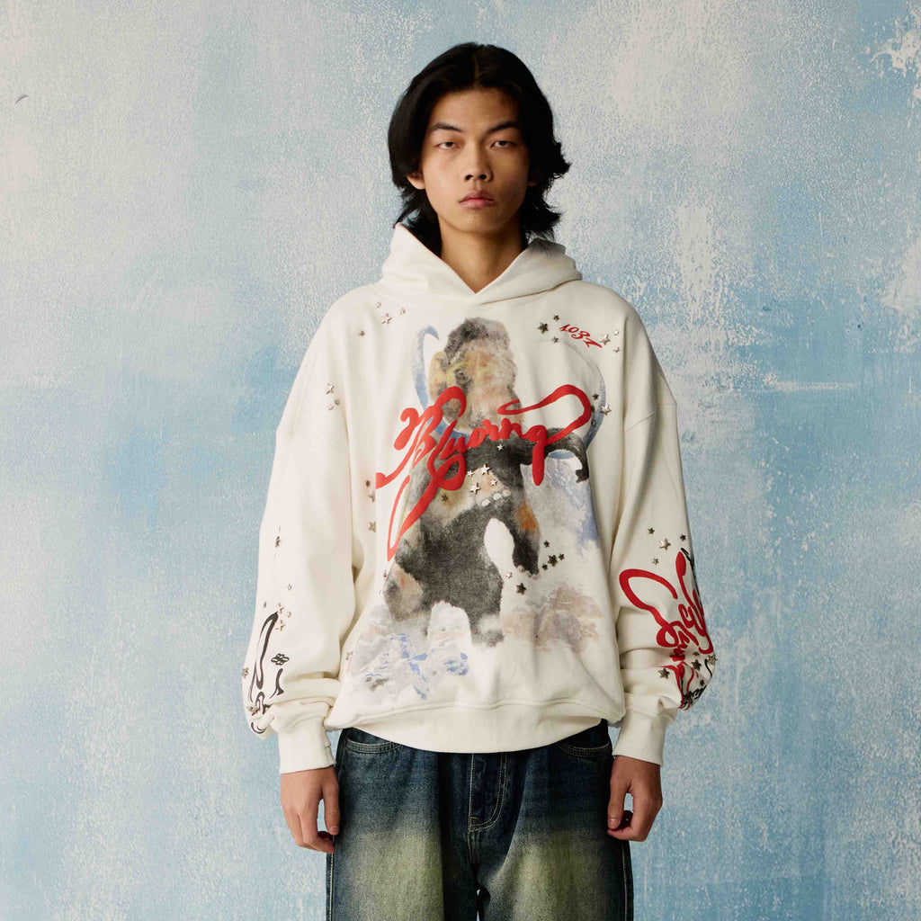 White Star Studded Hoodie