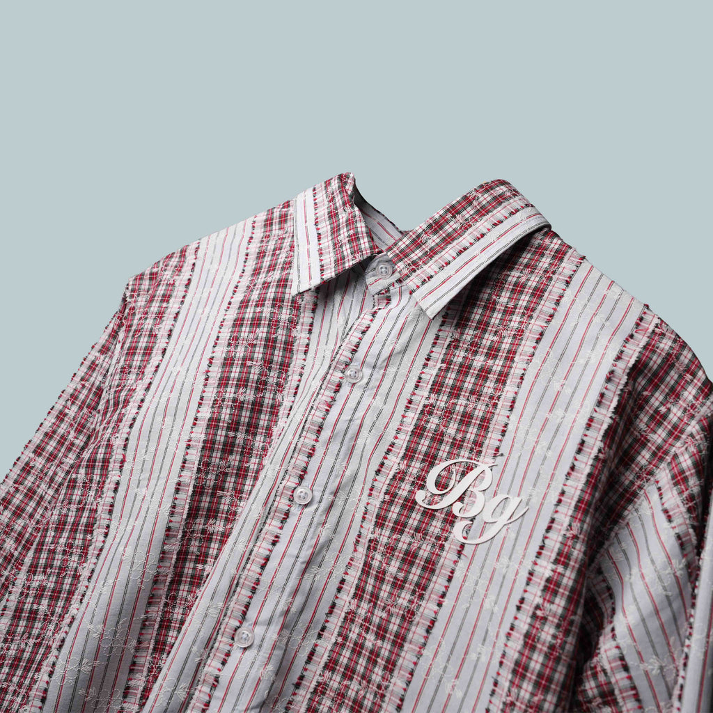 Red Plaid And Petals Shirt